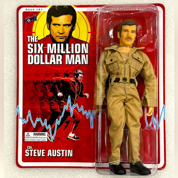 Six Million Dollar Man Steve Austin Mustache Action Figure By Bif Bang Pow 2012 - Picture 1 of 10